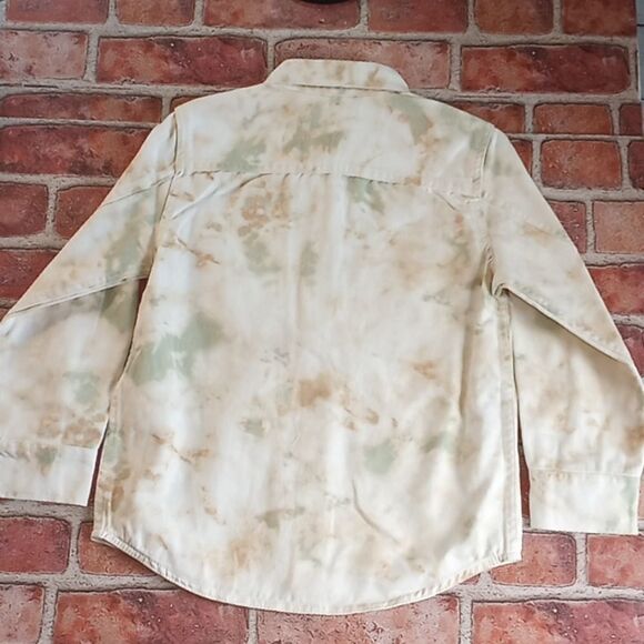 BOY'S Girl's Tie Dye Jean Denim Woven Button Down Shirt Jacket Size 8 - Picture 5 of 8